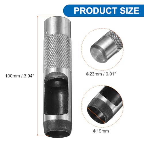 HARFINGTON 2pcs Leather Round Hole Punch, 19mm Hollow Hole Puncher Cutter Carbon Steel Circle Hole Punching Cutting Tool for Belt/DIY Leather Craft - size: 19mm