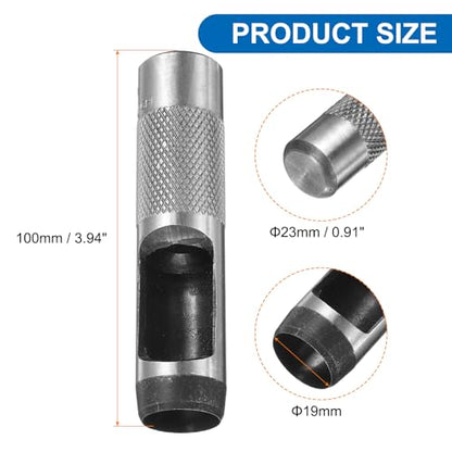 HARFINGTON 2pcs Leather Round Hole Punch, 19mm Hollow Hole Puncher Cutter Carbon Steel Circle Hole Punching Cutting Tool for Belt/DIY Leather Craft - size: 19mm