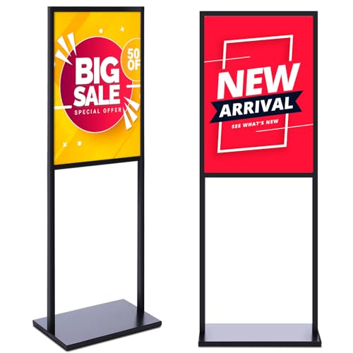 Blulu 2 Pack Poster Stands for Display 24x32in Heavy Duty Sign Stand Slide-in Banner Sign Holder up to 9.47 Lbs Double Side Poster Holder with Non-slip Mats for Business Store Display