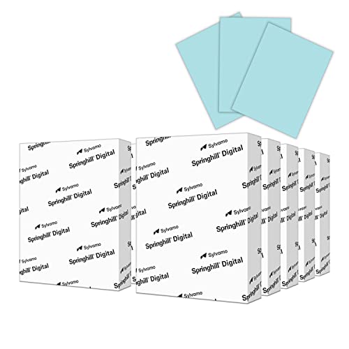 Springhill 8.5” x 11” Blue Colored Cardstock Paper, 65lb, 176gsm, 2,500 Sheets (10 Reams) – Premium Medium Weight Vellum Cardstock, Printer Paper with Textured Finish – 014052C - color: Blue, size: 10 Ream | 2500 Sheets, style: Letter (8.5x11)