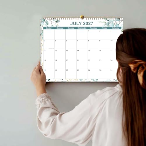 2026-2027 Calendar, Wall Calendar 2026-2027 from June 2026 - December 2027, 19 Months Calendar with Premium Paper, Twin-Wire Binding & Hanging Hook, 8.5" x 11", Green Leaf - color: Green Leaf, size: 8.5" x 11"