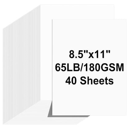 Cardstock 8.5 X 11, 40 Sheets White Card Stock, 65lb/ 180gsm Copy Paper, Cardstock Printer Paper for Art, Drawing, Invitations, DIY Cards, Craft, Construction, School & Office Supplie - color: White, size: 40Sheets