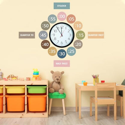 Boho Rainbow Clock Numbers Bulletin Board Kits, Telling Time Teaching Clock for Kids Labels, Learning to Tell Time Cutouts for Elementary Math Classroom Must Haves (Boho) - color: Boho