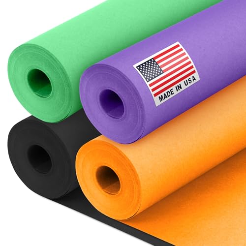 12" x 1200" (100 ft) Halloween Crafts Kraft Paper Rolls Set, 45 Lbs - Orange, Black, Lilac, Green Kraft Paper - Made in USA Colored Paper for Kids Crafts, DIY, School, Gift Wrapping - color: Halloween Extended, size: 12"W x 1200"L