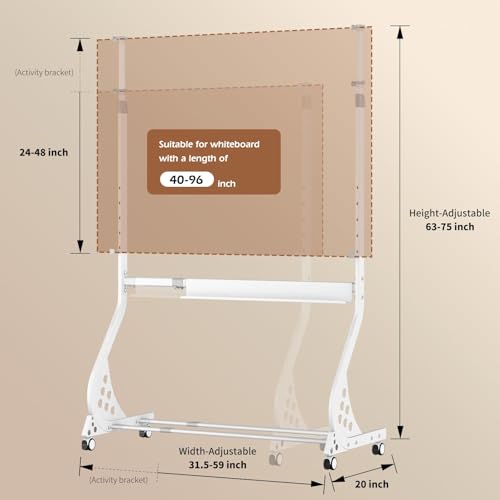 Glass White Board Stand, with Wheels, Height & Width Adjustable Universal Mobile Stand for Whiteboard/Glass Board, Ideal for Office, Classroom,Home Studio - Teachers, Professionals, Artists | , Height and Width Adjustable Universal White Board Holder Base