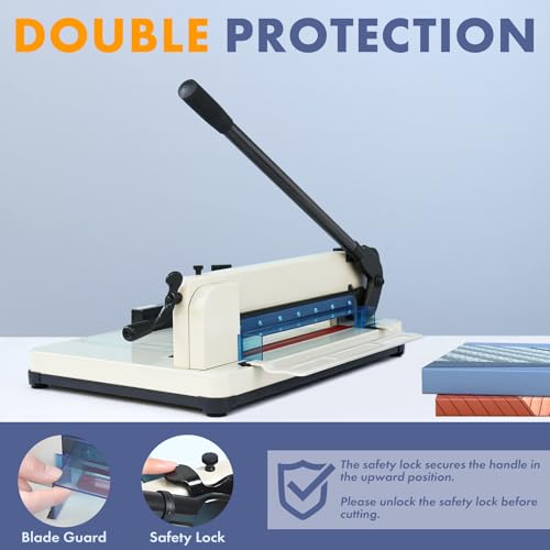 Heavy Duty Paper Cutter 12", Guillotine A4 Paper Cutter, 400 Sheets Capacity Paper Trimmer, Double Safety Protection Durable HSS Blade for Cutting Paper - size: 12"-A4