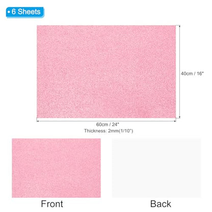 PATIKIL 2mm(1/10") Thick Adhesive Glitter Foam Sheet 16x24inch(40x60cm) Pink, EVA Shiny Foam Board for Craft, 6 Pcs - color: Pink