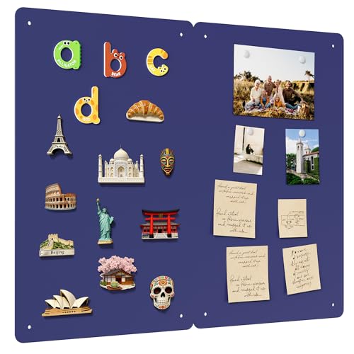 2 Pack Magnetic Board for Wall, 17.5" x 11.4" Magnet Bulletin Memo Board, Metal Sheets to Display Magnetic Letter Number Souvenir, Notes, Poetry, Photos, Blue - color: Blue