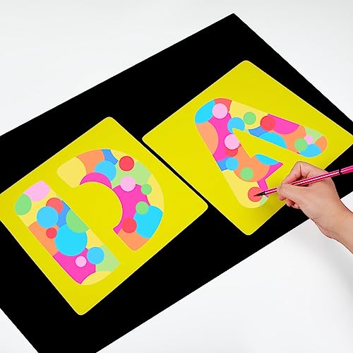 TecUnite 26 Pieces Alphabet Stencils Set Plastic Letter Stencils for Painting Learning, DIY Craft Decoration (10 x 10 Inches) - size: 10 x 10 Inches