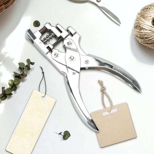 Heavy Duty Handheld Hole Punch for ID Cards, Plastic, PVC, Cardstock, Cardboard, Zinc Alloy Construction, Sharp Blade Edge, Spring Action (3 in 1) - style: 3 in 1