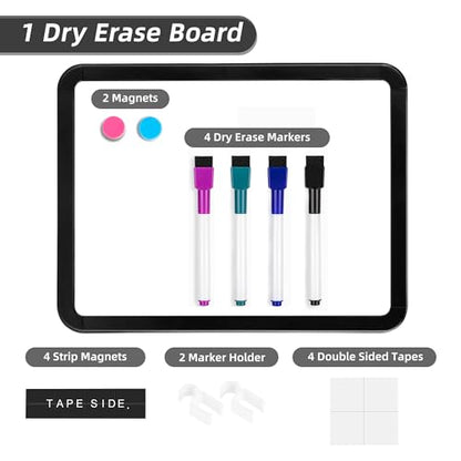 VUSIGN Small White Board Dry Erase, 8.5'' x 11'' Magnetic Dry Erase Board, Mini Whiteboard with Markers for Students, Fridge, Wall, Locker, Black - color: E-black