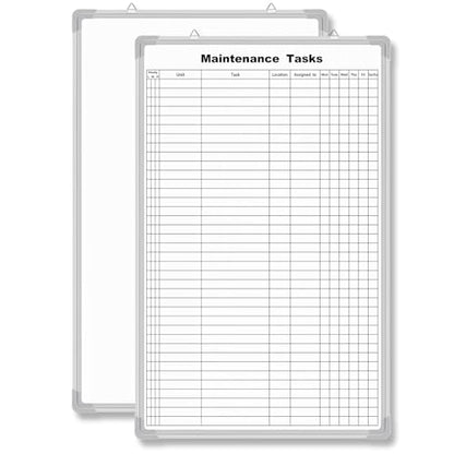 AmazingSpark Lined Whiteboard Blank Grid Aluminum Frame Dry Erase Board Reusable Wall Mounted Board for Scheduling, to Do Lists Weekly Planning Home Work(36 x 24 Inch,Vertical Maintenance Tasks) - size: 25"W x 2"H, style: Maintenance Tasks