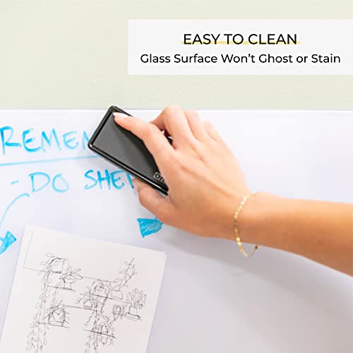 ECR4Kids MessageStor Dry-Erase Glass Board and Magnets, Office Essentials, White - style: White