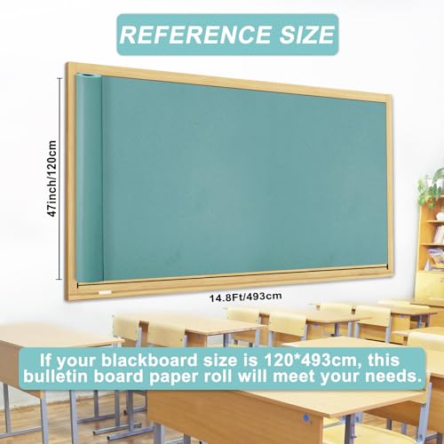 Blue Bulletin Board Paper Roll,14.8FTx47IN Large Reusable Waterproof Erasable Classroom Wall Background Backdrop, Fade-Resistant Fabric Wrapping Paper School Decors Teacher Supplies - color: Serene Blue