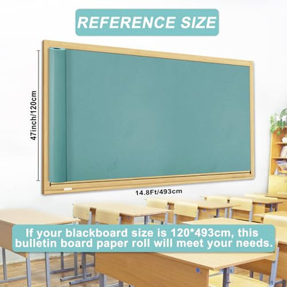 Blue Bulletin Board Paper Roll,14.8FTx47IN Large Reusable Waterproof Erasable Classroom Wall Background Backdrop, Fade-Resistant Fabric Wrapping Paper School Decors Teacher Supplies - color: Serene Blue