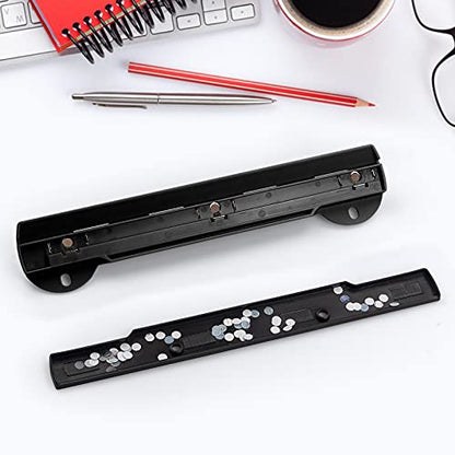 Eagle 3 Hole Punch, Portable Ring Binder 3 Hole Punch, Paper Puncher with Integrated Ruler, 5 Sheets Capacity, for Ring Binders, Office and School Supplies (Black) - color: Black