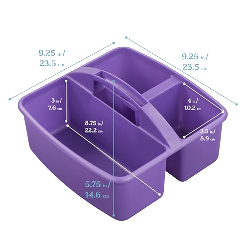 ECR4Kids 3-Compartment Small Plastic Caddy, Multipurpose Organization, Primary, 6-Pack - color: Primary