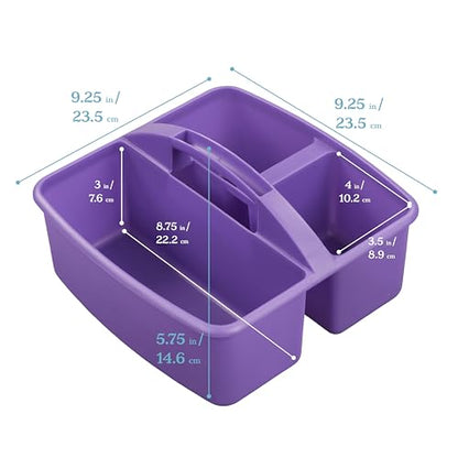 ECR4Kids 3-Compartment Small Plastic Caddy, Multipurpose Organization, Primary, 6-Pack - color: Primary