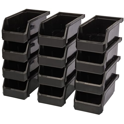 ReadySpace Plastic Containers for Organizing and Storage Bins for Drawers, Desks, Office Organization, and Garage, Stackable Bins, Small (3" x 7" x 4"), 12-Pack, Black - color: Black, size: Small, 12-Pack