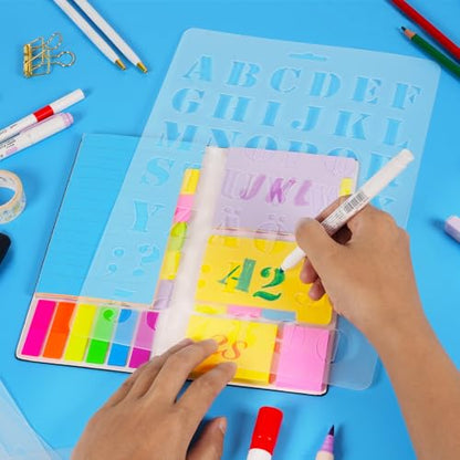 6 PCS Drawing Painting Stencils Scale Template Sets, Alphabet Letter Drawing Painting Stencils Scale Template for Scrapbooking, Card and Craft Projects