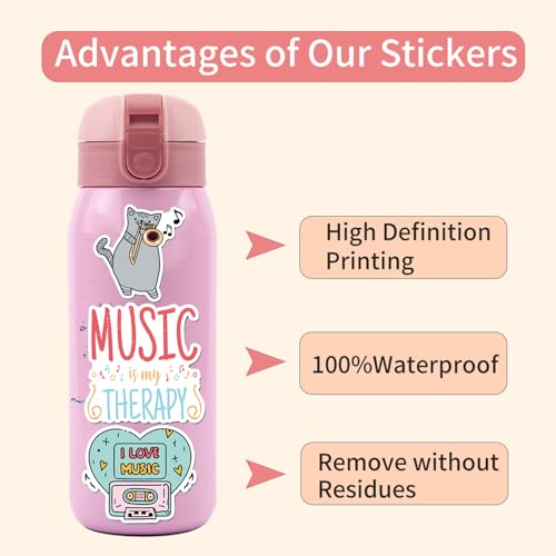 100PCS Music Stickers, Funny Music Gifts for Student Vinyl Waterproof for Water Bottle Laptop Luggage Guitar Gifts for Adult Teacher Students - style: Music Stickers