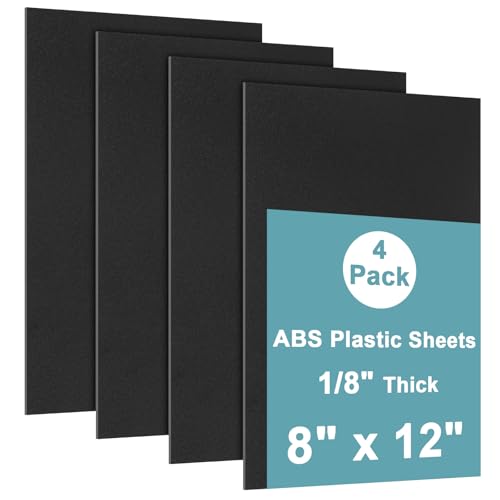 4Pack Black ABS Plastic Sheet 8" x 12" x 1/8" Thick Black Rigid Thermoplastic Sheet (Upgrade Surface) 3MM Flexible High Tensile ABS Moldable Plastic Panel for Crafts, DIY, Signs - color: Black, size: 8" x 12" x 1/8"