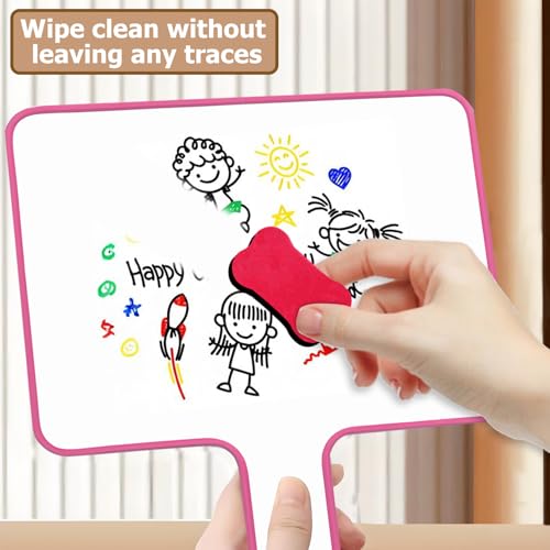 Dry Erase Paddles Handheld with Erasers Portable Double Sided Whiteboard Answer Board Auction Paddles for Students Teachers Classroom Office (Red) - color: Red