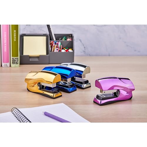 Bostitch Office Heavy Duty Stapler, 40 Sheet Capacity, No Jam, Half Strip, Fits into the Palm of Your Hand, For Classroom, Office or Desk, Metallic Blue - color: Metallic Blue, style: Compact