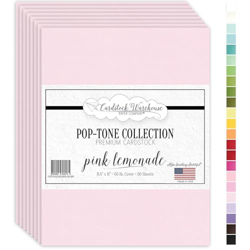 Cardstock Warehouse Pop-Tone Pink Lemonade Cardstock Paper – 50 Sheets, 8.5 x 11" - 65 lb / 175 GSM Premium Pink Card Stock for Die-cutting, Crafts, Printing, Card Making and DIY Projects - color: Pink Lemonade