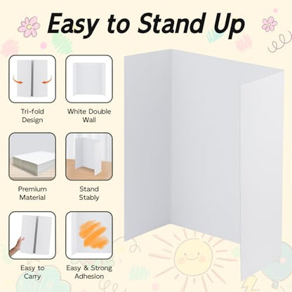 4 Pack Trifold Poster Board, 28x40 Inches White Presentation Board, Portable Display Board for Science Fair, School DIY Project and Business Exhibitions - size: 28x40, style: 4 Pack