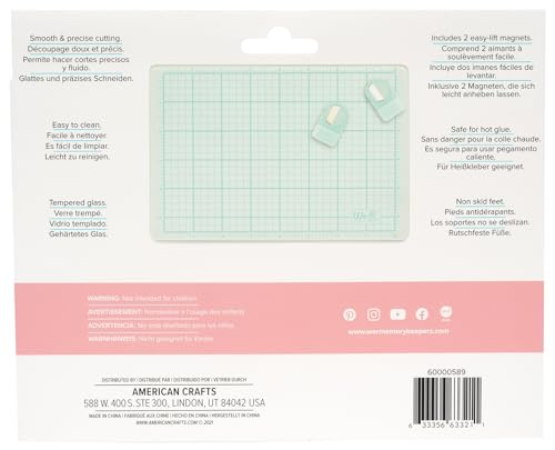 We R Memory Keepers Magnetic Glass Crafting Mat 9x6 - Heavy Duty, Perfect for Cutting, Paint Mixing, Scrapbooking, Crafts, and More - color: Clear