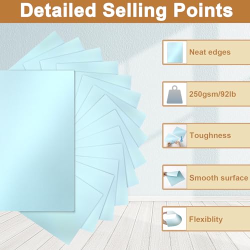 Silunkia 28 Sheets Blue Shimmer Cardstock 8.5 x 11 Premium Paper, 250gsm/92lb Heavyweight Craft Paper Card Stock for Making Cards, Greeting Cards, Office Printing, Scrapbooking, Invitations - color: Blue, size: 28 Sheets