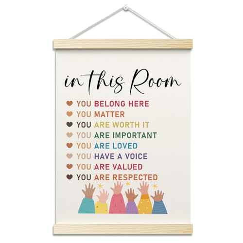 In This Room Posters Hanger Frame for Therapy Office Mental Health Hanging Poster for Nursery Classroom Decor Wall Art Decor for Homeschool Bedroom Canvas Wall Art Print 16x12 Inches - YY041 - color: colored room 03