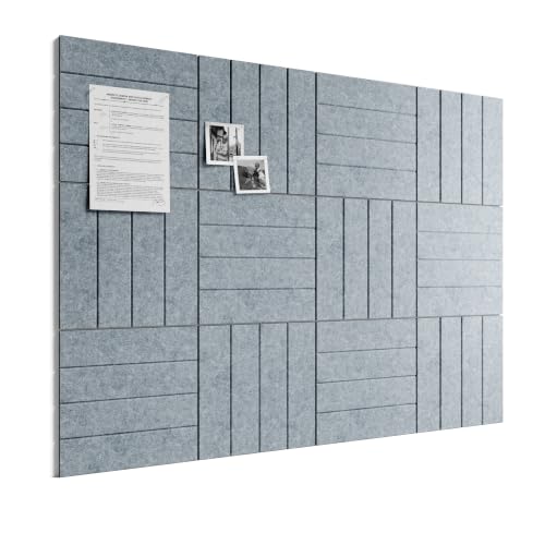 Bumusty Large Cork Board Alternative-48 x 36" Felt Bulletin Board Tiles, with 30 Pushpins, 70 Adhesive Tabs, Bold-Stripe 12-Pack, Cork Boards for Office Push Pin Board Felt Board-Blue Gray - color: Blue Gray, size: Bold-stripe 12-pack