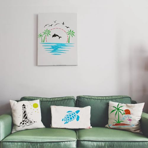 6Inch Stencils for Painting,20Pcs Summer Beach Sea Painting Stencils for Birthday Gifts,Large Reusable Painting Templates for DIY Crafts Scrabooking Painting on Wood Wall Art Decor - size: 6 Inch Summer Sea Painting Stencils