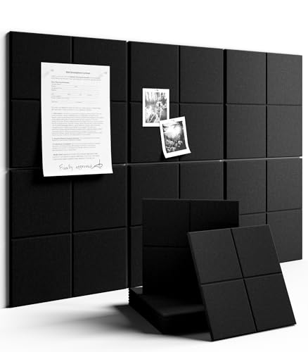 Large Felt Bulletin Board 36"x24", 6-Pack 4-Compartment Wall Organizer, Cork Board Alternative with 60 Removable Adhesive Tabs, Modular Felt Panels for Home Office, Classroom and Study-Black - color: Black, size: 4-compartment 6-pack