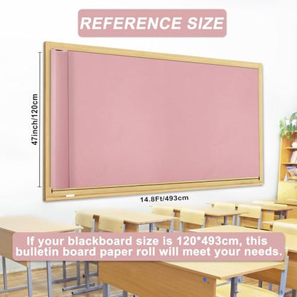 Pink Bulletin Board Paper Roll,14.8FTx47IN Large Reusable Waterproof Erasable Classroom Wall Background Backdrop, Fade-Resistant Fabric Wrapping Paper School Decors Teacher Supplies - color: Light Mauve