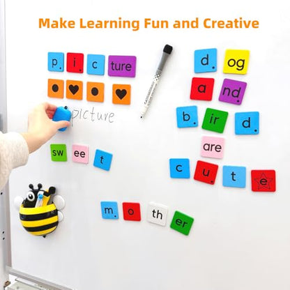 Large Phonics Word Building Magnetic Letters Digraphs Tiles Set | Enlarged 239 Pieces of Color-coded Magnet Tiles with 2 Magnetic Spelling Boards for Science of Reading Classroom Practice