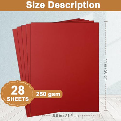 Silunkia 28 Sheets Christmas Red Cardstock 8.5 x 11 Craft Paper, 250gsm/92lb Thick Dark Red Card Stock Printer Paper for DIY Card Making, Thank You Cards, Wedding, Invitations, Birthday - color: Red, size: 28 Sheets