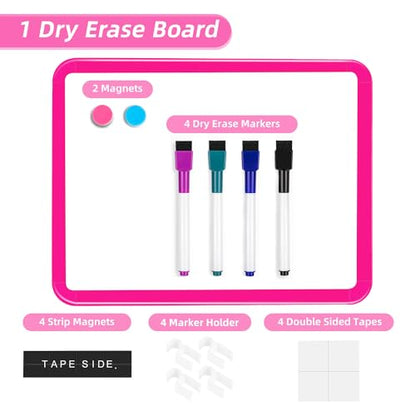 VUSIGN Small White Board Dry Erase, 8.5'' x 11'' Magnetic Dry Erase Board, Mini Whiteboard with Markers for Students, Fridge, Wall, Locker, Dark Pink - color: M- Dark Pink
