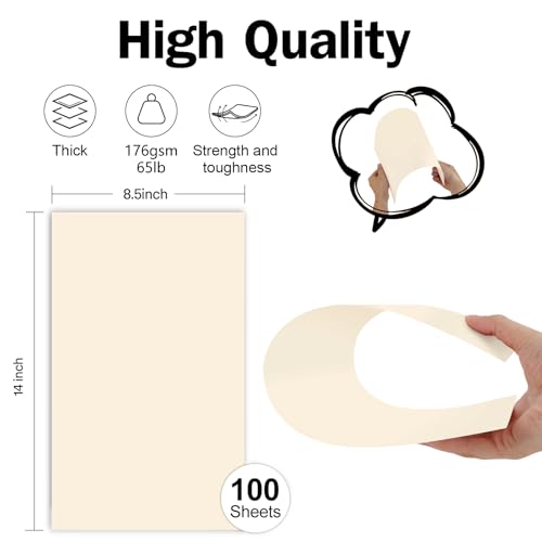 8.5x14 Cream Cardstock, 65lb Legal Size Card Stock 100 Sheets, Goefun Heavyweight Cardstock Printer Paper for Arts and Crafts, Posters, Brochures, Menus, Cards, Covers - color: cream, size: 8.5x14-65lb