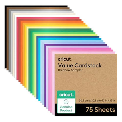 Cricut® Value Cardstock, Rainbow Sampler - 12 in x 12 in (75 Sheets) - color: Rainbow
