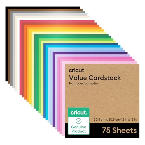 Cricut® Value Cardstock, Rainbow Sampler - 12 in x 12 in (75 Sheets) - color: Rainbow