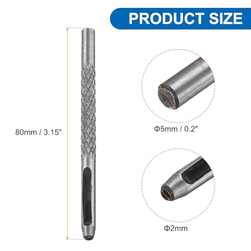 HARFINGTON 2pcs Leather Round Hole Punch, 2.5mm Hollow Hole Puncher Cutter Carbon Steel Circle Hole Punching Cutting Tool for Belt/DIY Leather Craft - size: 2.5mm