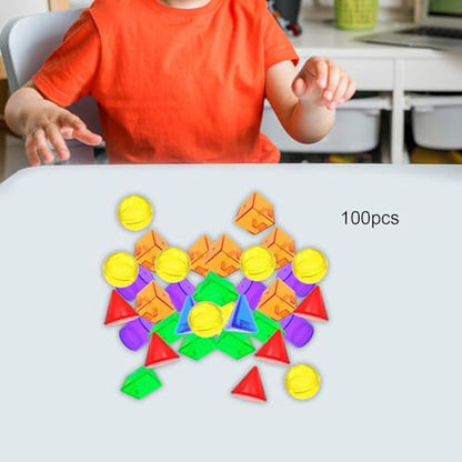 100Pcs Geometric Solids Learning Toys Classroom Accessories Translucent Pattern Blocks Geometric Shapes for Elementary Home