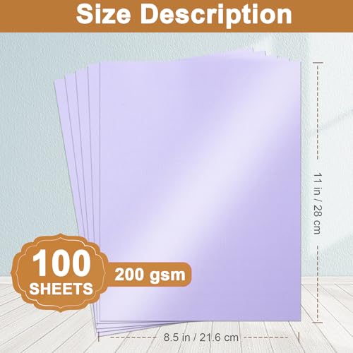 Silunkia 100 Sheets Purple Shimmer Cardstock 8.5 x 11 Cutting Paper, 75lb Heavyweight Craft Paper Card Stock for Card Making, Business Cards, Invitations, Thank You Cards - color: Purple, size: 100 Sheets