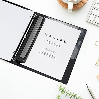 Eagle 3 Hole Punch, Portable Ring Binder 3 Hole Punch, Paper Puncher with Integrated Ruler, 5 Sheets Capacity, for Ring Binders, Office and School Supplies (Black) - color: Black
