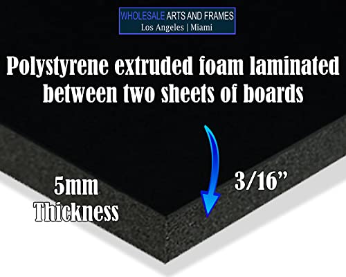 3/16" Black Foam Core Boards 8.5x11-250 Pack. Many Sizes Available. Acid Free Craft Poster Board for Signs, Buffered Presentations, School, Office and Art Projects - size: 8.5x11 250 Pack