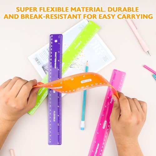 BAZIC Products Shatterproof Flexible Plastic Ruler, 12 in (30 cm), Dual-Scale Ruler, for School Office Measuring, Set of 6 - size: 6-Pack