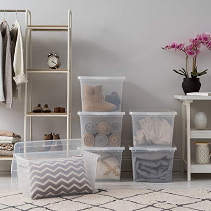 IRIS USA 4-Pack Storage Bins with Lids, 58 Quart, Clear Stackable Containers Box Organize Shoes Closet Shelves Clothes Blankets Towels - BPA-Free Plastic - size: 58 Qt, style: 4 Pack